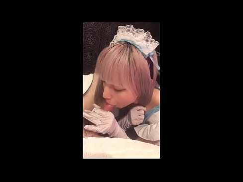 ❤️ Japanese Idol [mayuka], French maid costume, part 1, blowjob and jerk off with lotion ❤ Fucking at us