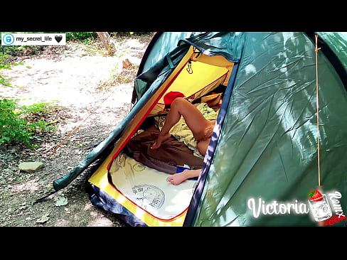 ❤️ Filmed on camera Passionate jerk off Stranger in a tent ❤ Fucking at us